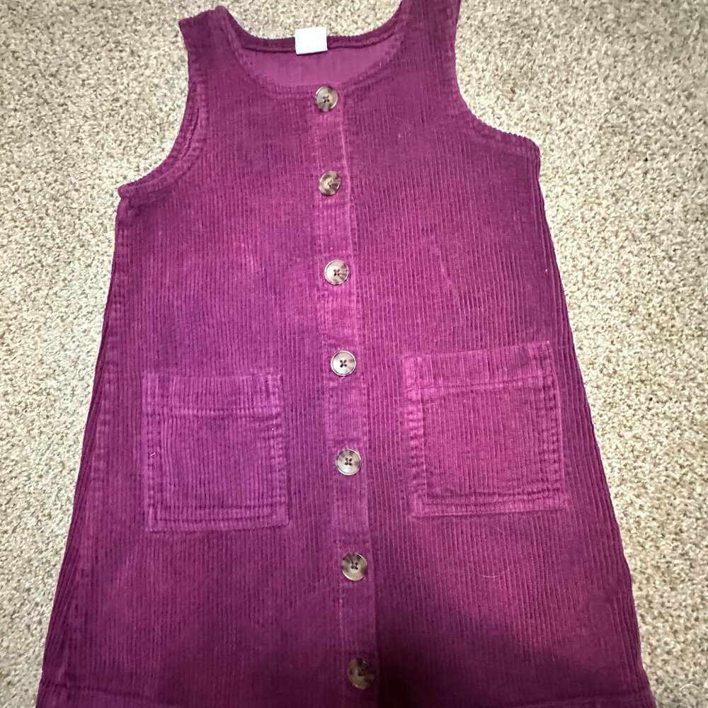 Gap Kids Girls Jumper SZ 4T 4 years PLUM CORDUROY front buttons & pockets